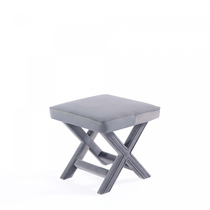 Abigail Mid-Century Modern Upholstered Velvet Accent Bench in Gray 