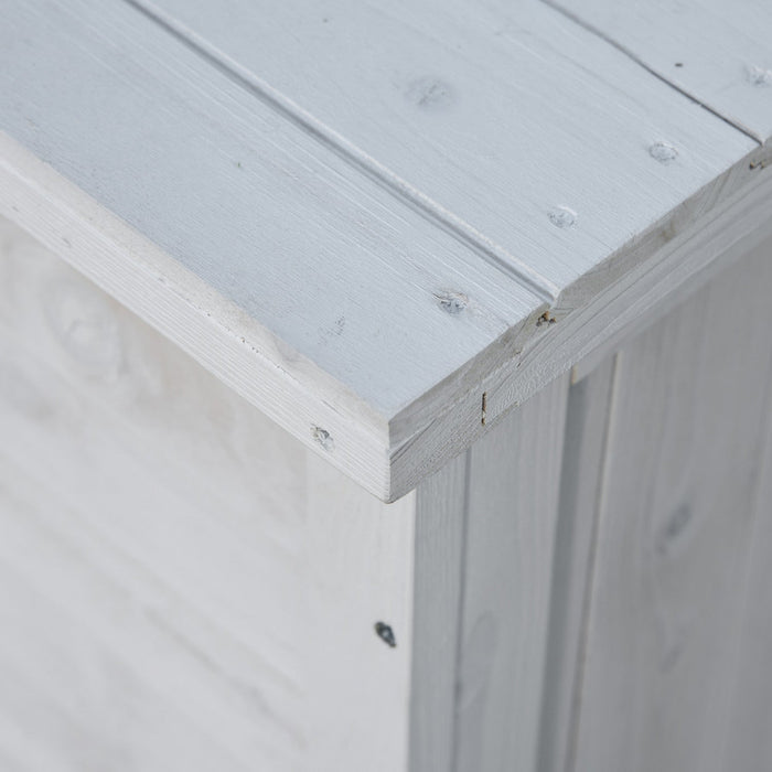 Outsunny Wooden Deck Box Outdoor Storage Container With Aerating Gap White