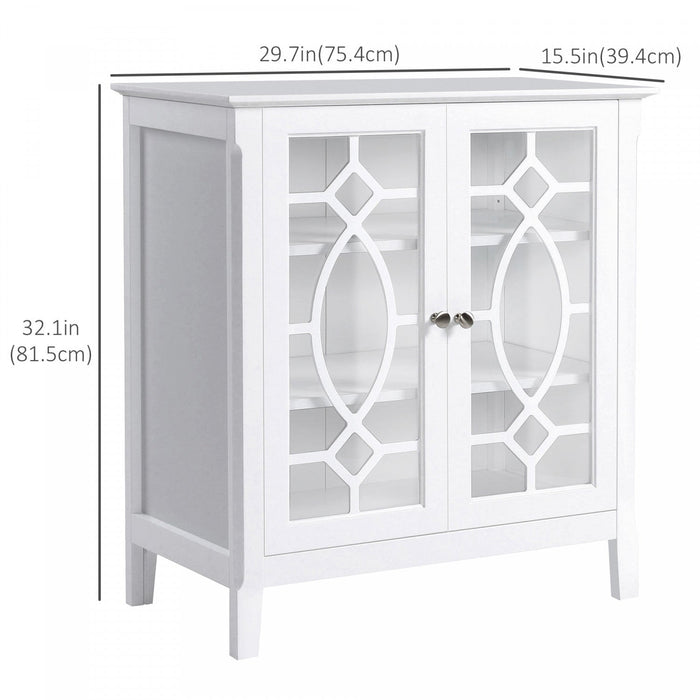 HOMCOM Sideboard Display Cabinet with 2 Glass Doors Adjustable Shelves