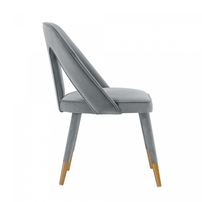 Neda Modern Upholstered Velvet Dining Chair in Gray - Set of 2 