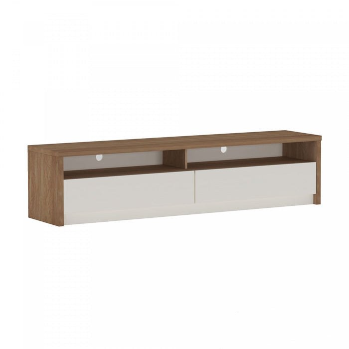 Duncan Contemporary Modern 70\" TV Stand in Maple and Off White 