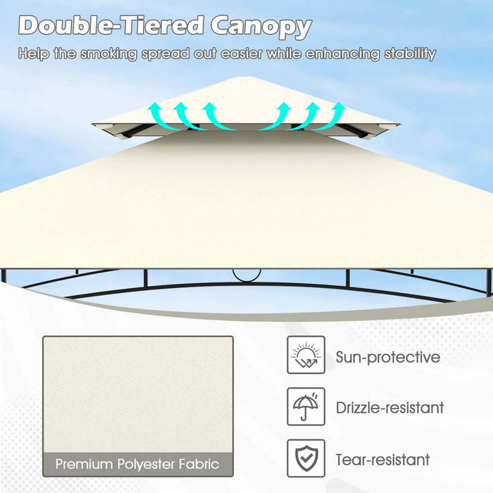 Costway 8' X 5' Grill Gazebo With 2 Shelves 7 Hooks Metal Frame Soft Top Beige