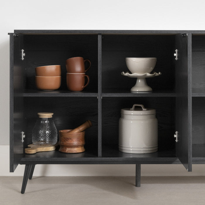 Mezzy 2-door Accent Cabinet With Open Storage - Black Oak 