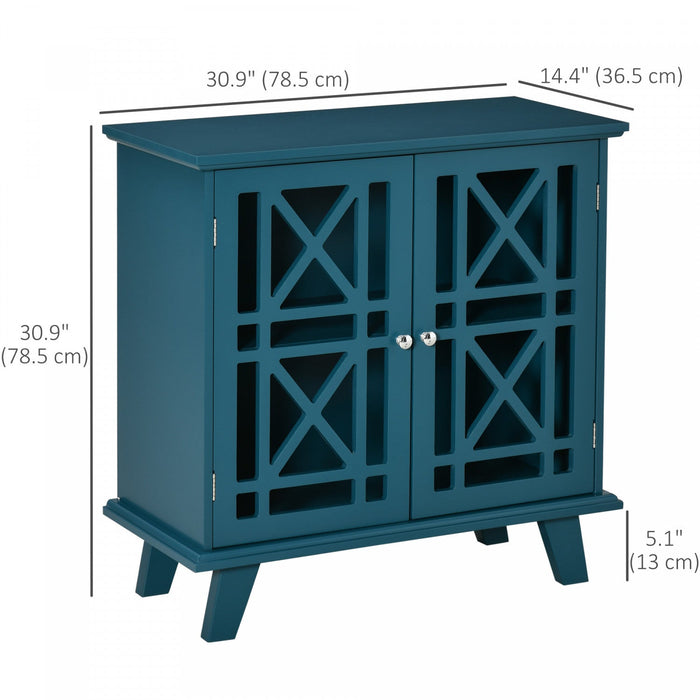 HOMCOM Storage Cabinet with Fretwork Doors Shelf Modern Sideboard Buffet