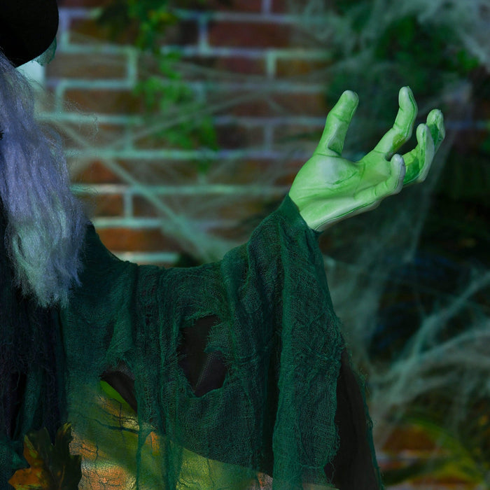 Homcom 72\" Halloween Decoration Witch With Magical Heart, Sound Activated