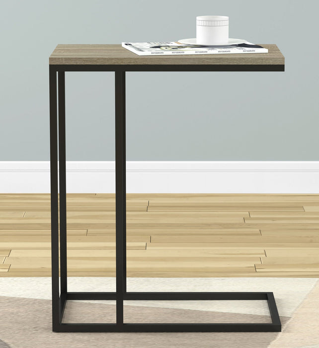 19” C-Shaped End Table With Metal Frame - Dark Taupe 