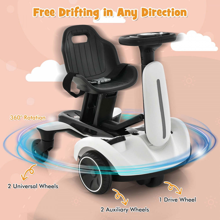 Costway 6v Kids Ride On Drift Car Electric Drifting Go Kart For Kids With 360° Spin White