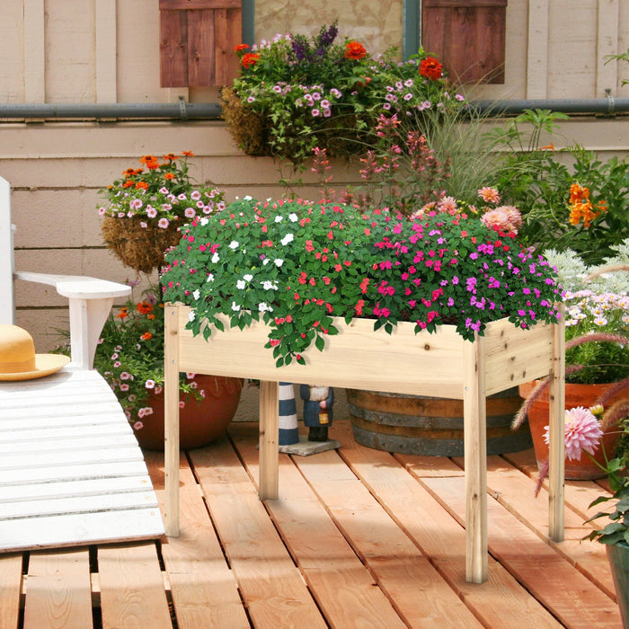Outsunny 46'' X 24'' Raised Garden Bed, Wooden Elevated Planter Box With Non-woven Liner For Vegetab