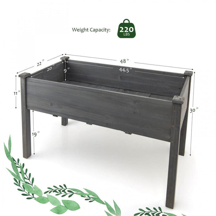 Costway Wooden Raised Vegetable Garden Bed Elevated Grow Vegetable Planter Grey