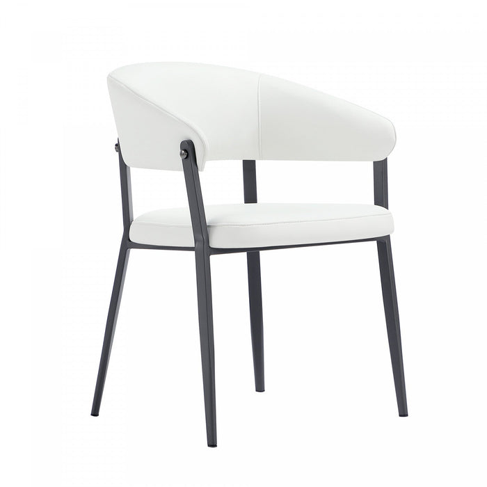 Belle Modern Metal Upholstered Dining Chair in White 