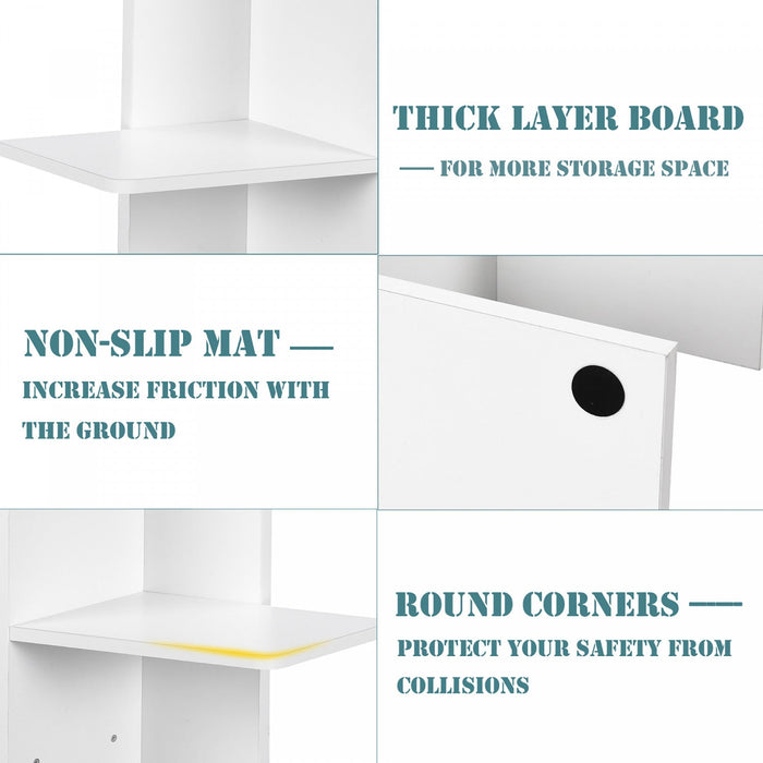 Costway Open Concept Bookcase Plant Display Shelf Rack Storage Holder Wooden White