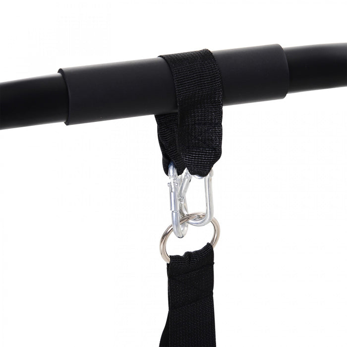 Soozier Fitness Dip Station Dip Bar Push Up Workout Stand With Straps Home Gym Black