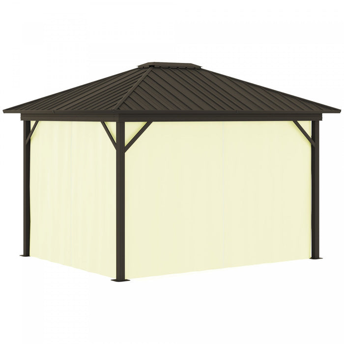 Outsunny 10' X 12' Hardtop Gazebo Canopy With Galvanized Steel Roof, Aluminum Frame, Permanent Pavil