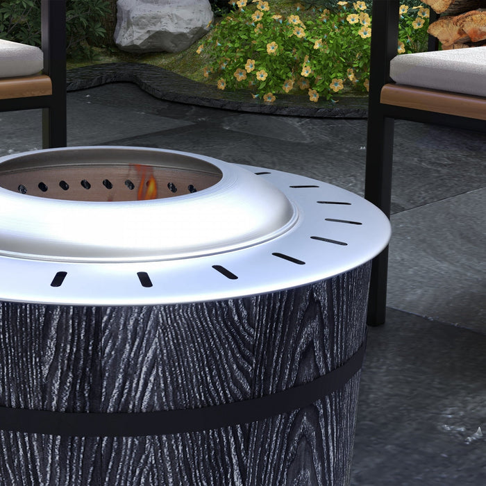 Outsunny Smokeless Fire Pit With Mat, 20\" Firepit, Magnesium Oxide, Black