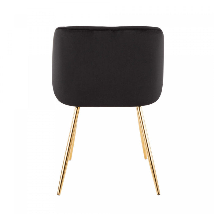 LumiSource Fran Black Velvet Contemporary Dining Chair - Set of 2