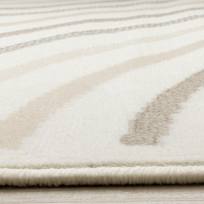 Forte Cream Beige Brown Curvy Lines Area Rug - 5'3\" x 7'5\"