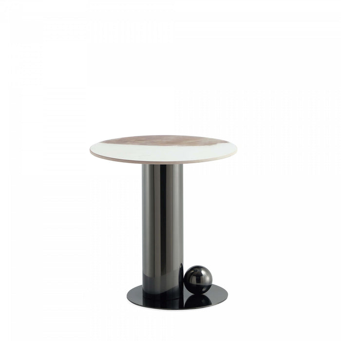 Laurel Modern Glam Sintered Stone Top End Table in Black 