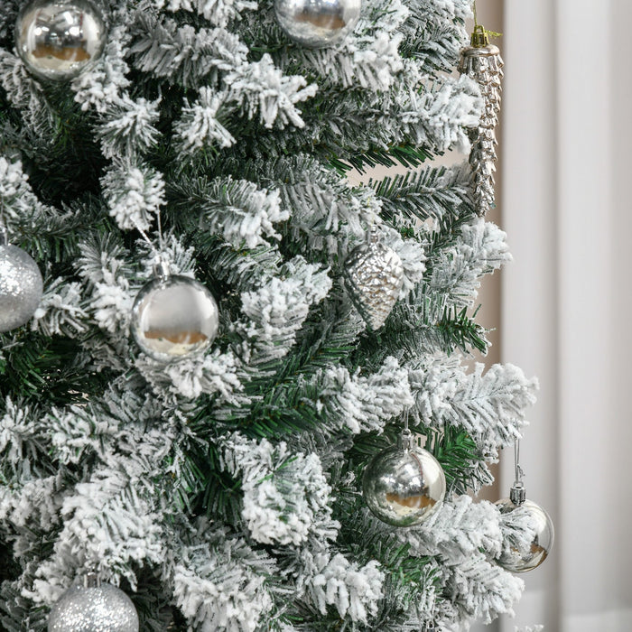 Homcom Snow Flocked Pencil Christmas Tree Slim Artificial Christmas Tree