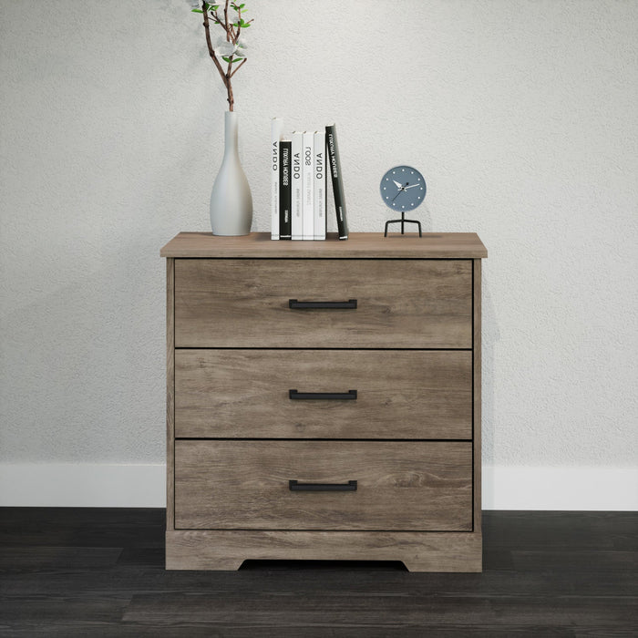 Prepac Rustic Ridge Farmhouse 3-Drawer Nightstand - Brown