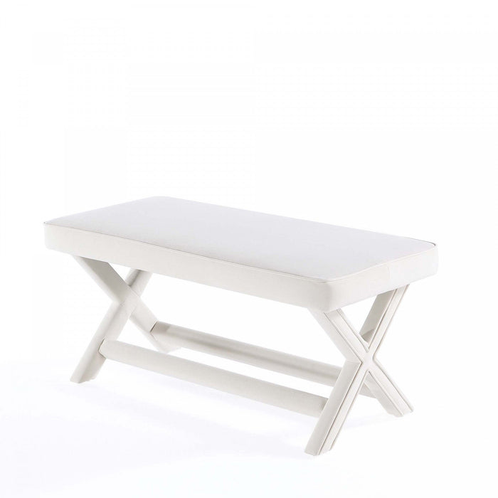 Abigail Mid-Century Modern Upholstered Velvet Accent Bench in Cream 