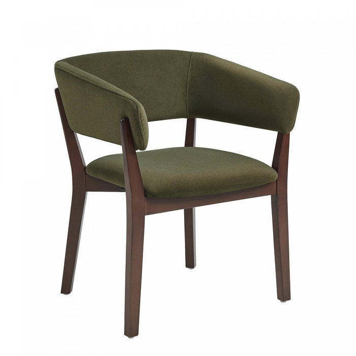 Blake Modern Faux Mohair Wood Armchair in Green - Set of 2 Dining Chair 