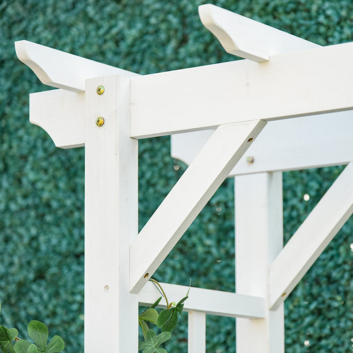 Outsunny 85\" Wooden Garden Arbour For Wedding And Ceremony, Outdoor Garden Arch Trellis For Climbing