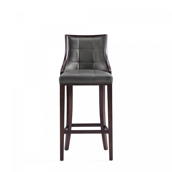 Fifth Avenue Traditional Wood Upholstered Barstool in Graphite - Set of 2 