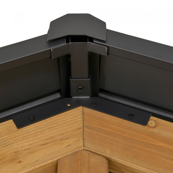 Outsunny 11' X 13' Wooden Gazebo Canopy Outdoor Sun Shade Shelter W/ Steel Roof, Solid Wood, Black &