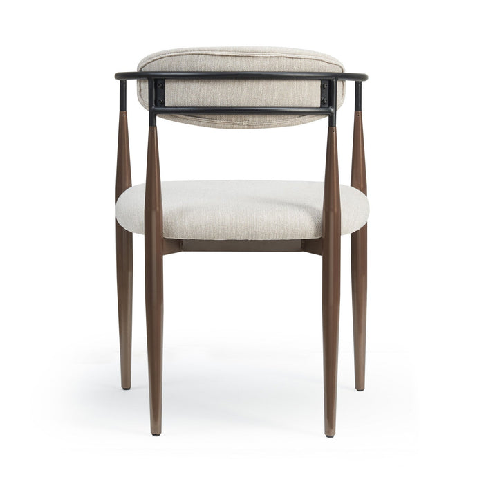 Mila Dining Chair Set Of 2 With Upholstered Fabric And Metal Frame - Beige and Walnut 