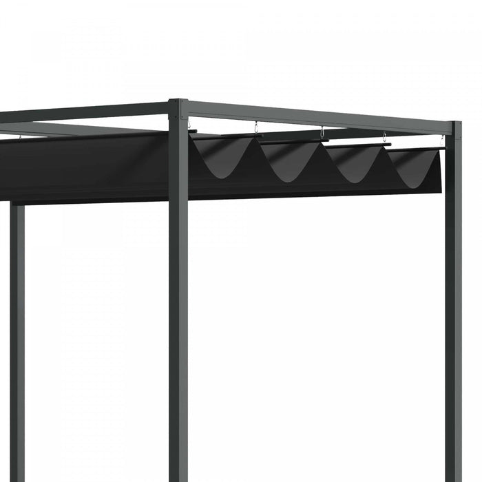 Outsunny 10' X7' Patio Pergola With Retractable Canopy, Outdoor Sun Shelter, Yard Shade, Black