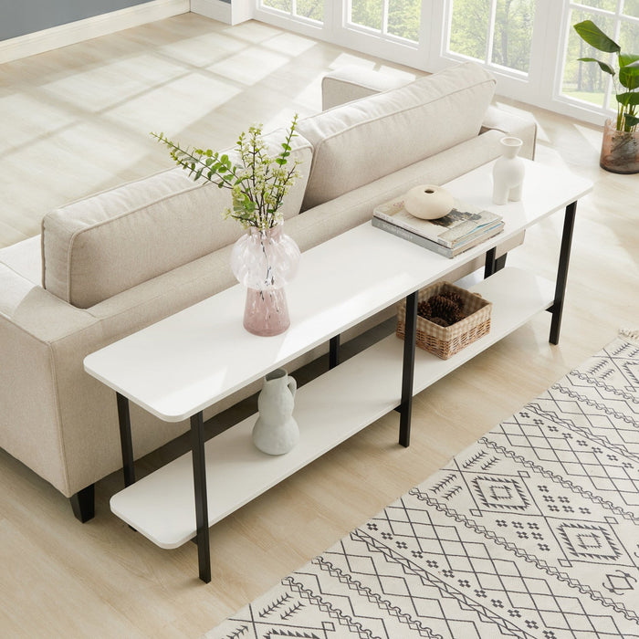 Celine Contemporary Modern 71\" Console Table in White (2-Shelf) 