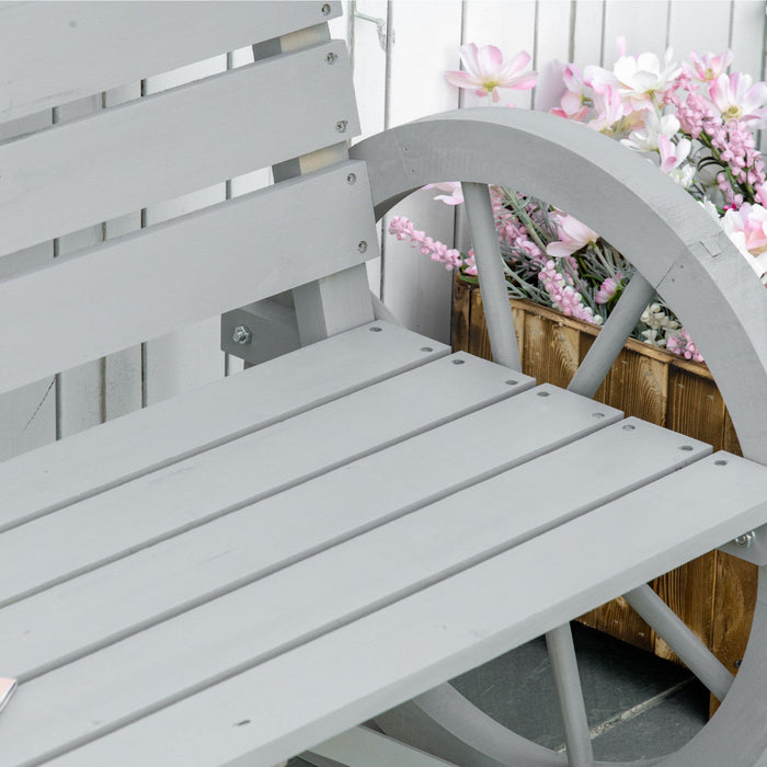 Outsunny 50" Outdoor Metal Garden Bench With Vintage Bird Pattern