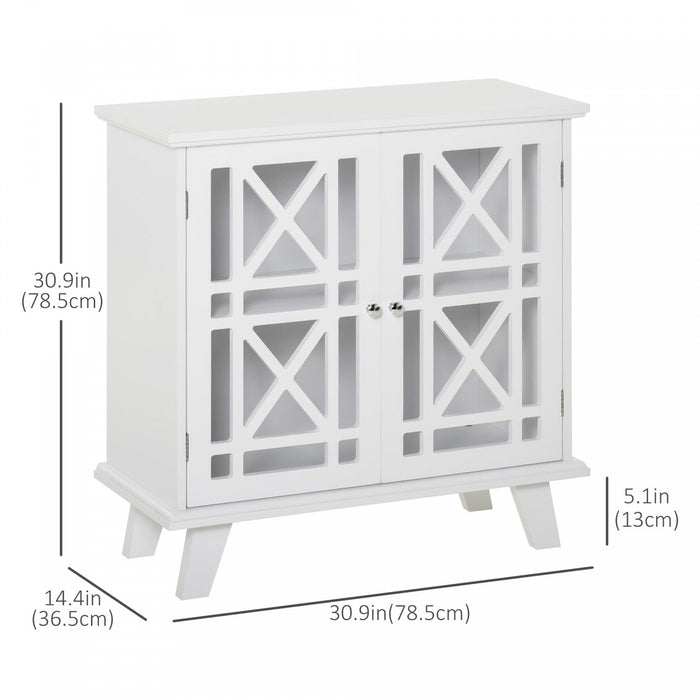 HOMCOM Storage Cabinet with Fretwork Doors Shelf Modern Sideboard Buffet