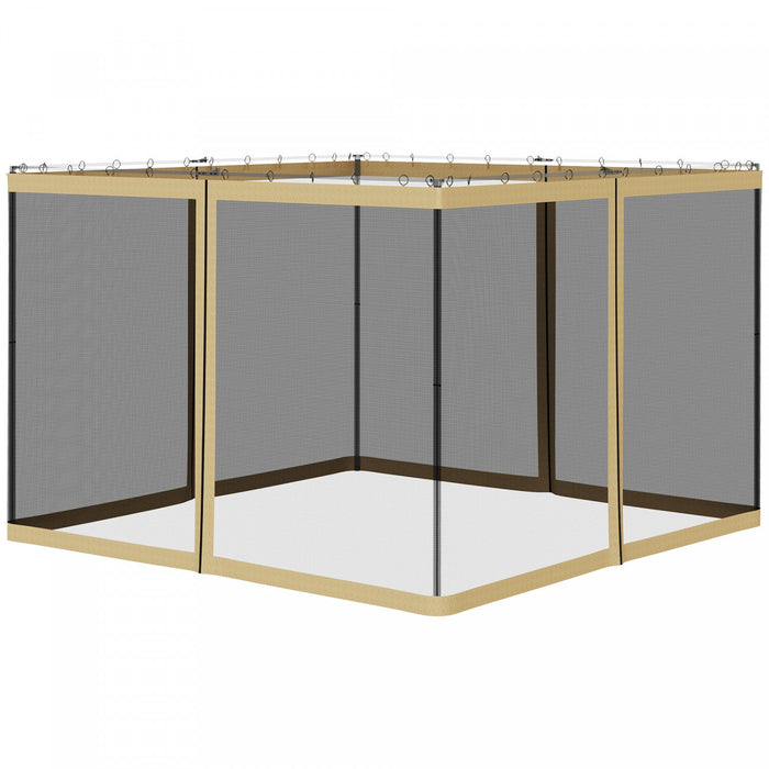 Outsunny Replacement Mosquito Netting For Gazebo 10' X 10' Black Screen Walls For Canopy With Zipper