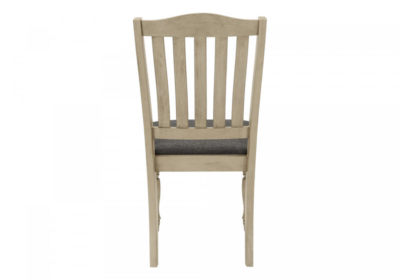 Dining Chair Set of 2 Dining Room Kitchen Side Antique Grey Fabric Wood Legs Transitional