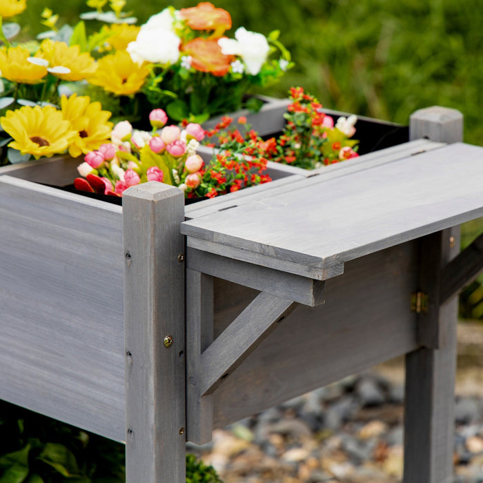 Outsunny Raised Garden Bed With 8 Grids And Storage Shelf, Elevated Planter Box With Legs, For Veget