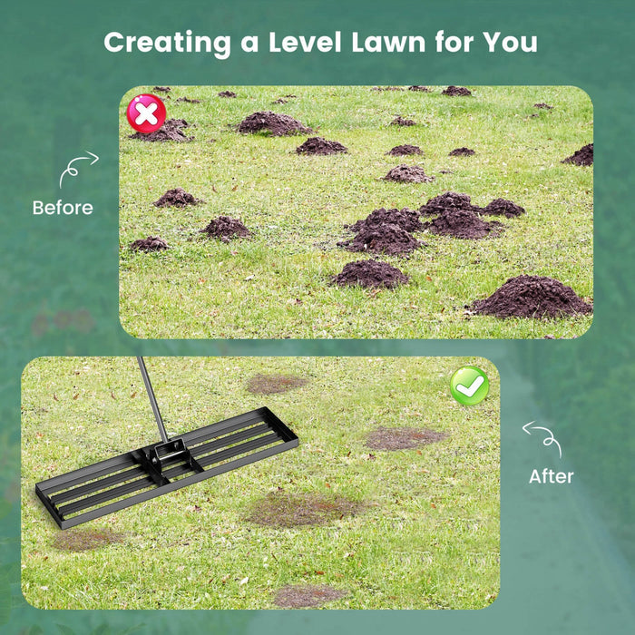 Costway Lawn Leveling Rake 42" X 10" Heavy Duty Level Lawn Tool For Garden Backyard/lawn Black