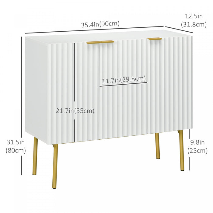 HOMCOM Accent Cabinet w/ Gold Leg for Living Room Dining Room Hallway White