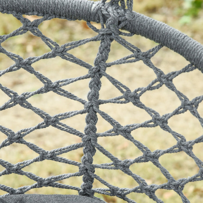 Outsunny Patio Hammock Chair 2 Seat, Hanging Rope Hammock Swing With Metal Frame And Cushion, Large 