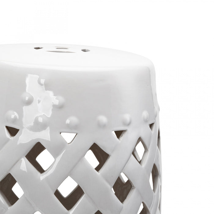 Outsunny 13" X 18" Outdoor Ceramic Garden Stool, White