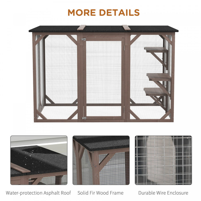 Pawhut Cat Cage Indoor Catio Outdoor Cat Enclosure Pet House Small Animal Hutch For Rabbit, Kitten, 