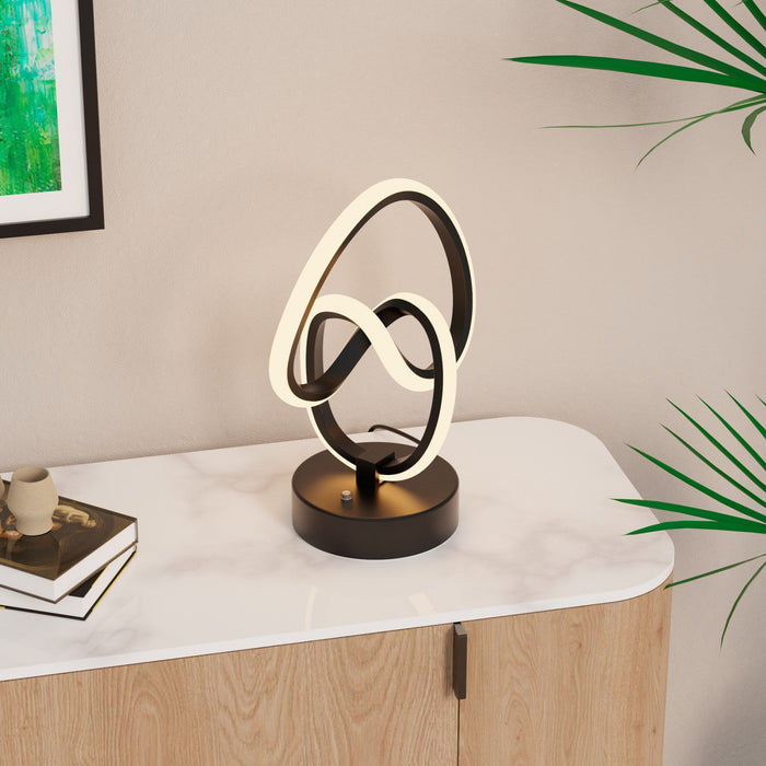 11\" Matte Black Loop Design  LED Table Lamp 