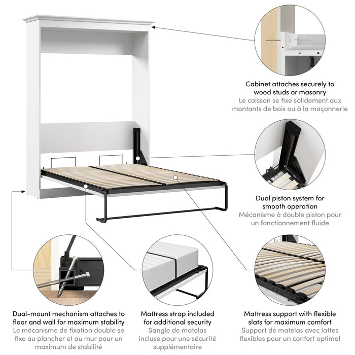 Bestar Versatile 64 W Full Murphy Bed - White