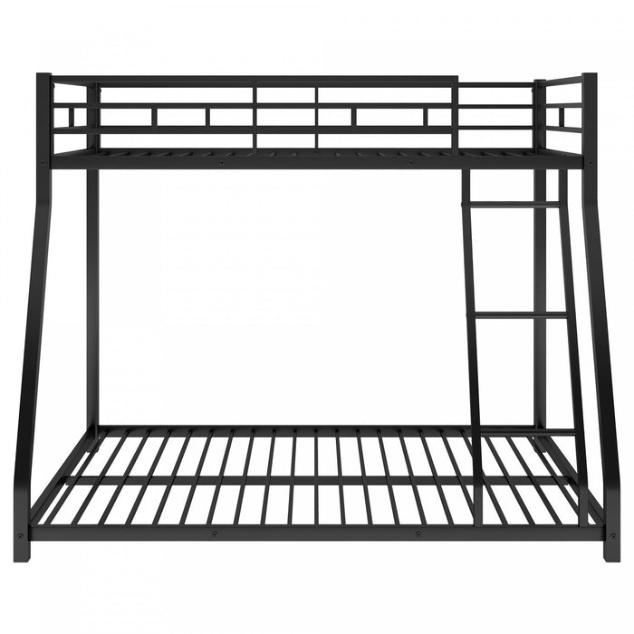 John Space-Saving Metal Floor Bunk Bed,Twin over Full,Black  