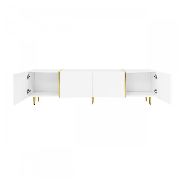 Frances Modern Tv Stand With 4 Doors,high-gloss White Tv Stand 