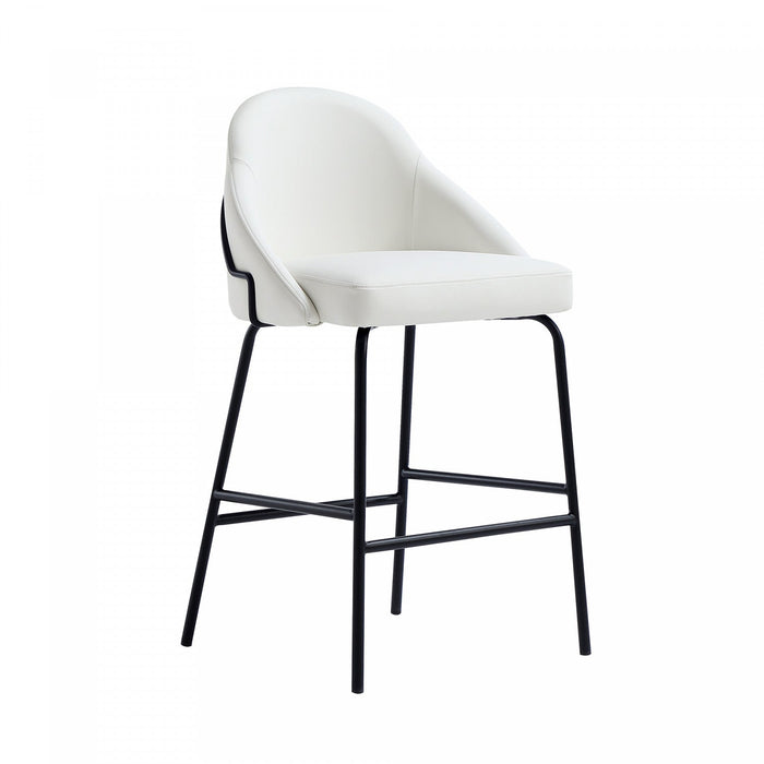 Gracie Modern Metal Upholstered Counter Stool in White and Black Bar Stool 