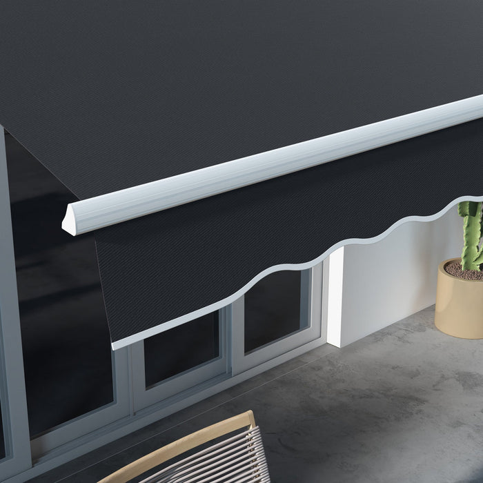 Outsunny 10' X 6.5' Retractable Awning With LED Lights, Uv40+, Dark Grey