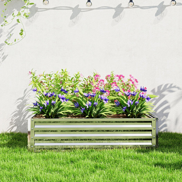 4' X 4' X 1' Raised Garden Bed Galvanized Steel Planter Box Silver