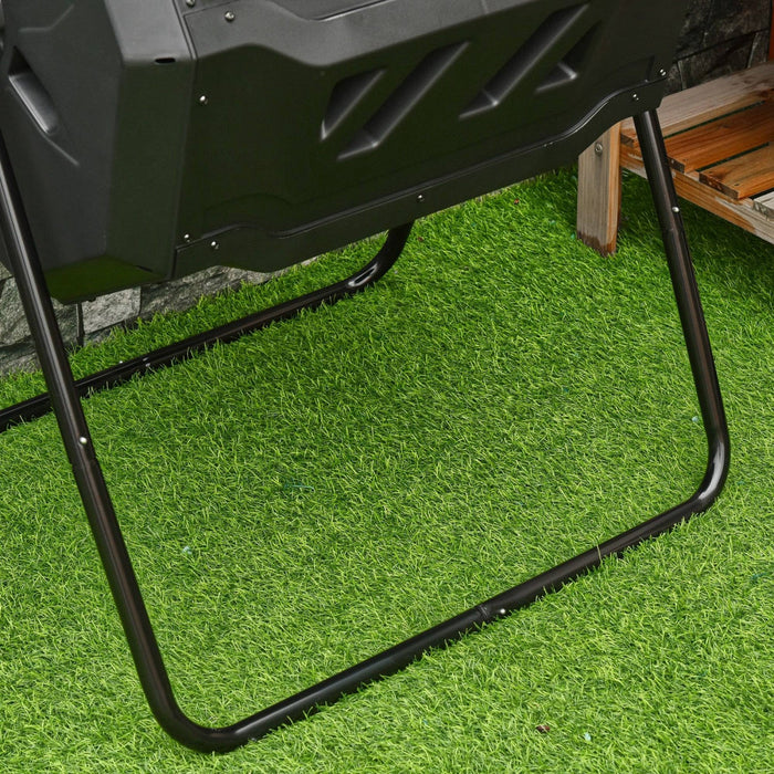 Outsunny 43 Gallon (160l) Tumbling Compost Bin Outdoor Dual Chamber 360° Rotating Composter With Sli
