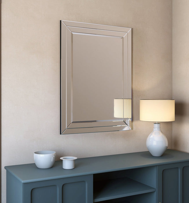 Clamp 30 Inch All-Glass Rectangular Double Beveled Mirror In Chrome 
